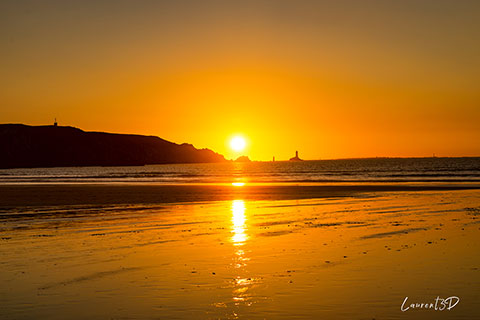 Coucher de soleil sur la baie des Trépassés à Cléden-Cap-Sizun