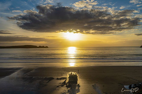 Coucher de soleil, plage de Kerziguénou, Anse de Dinan