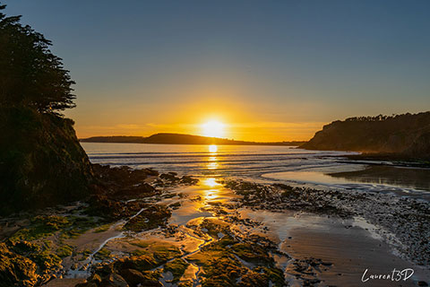 Coucher de soleil sur la plage de Postolonnec, Crozon