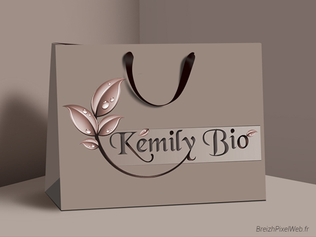 Création du logo vectoriel pour Kémily Bio, une marque de cosmétiques naturels.
