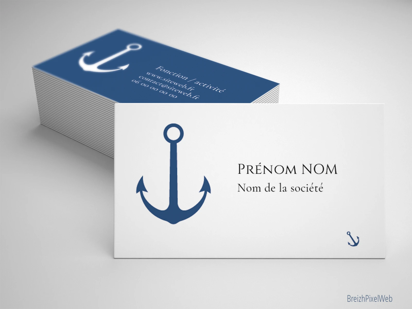 Carte de visite ancre marine style breton